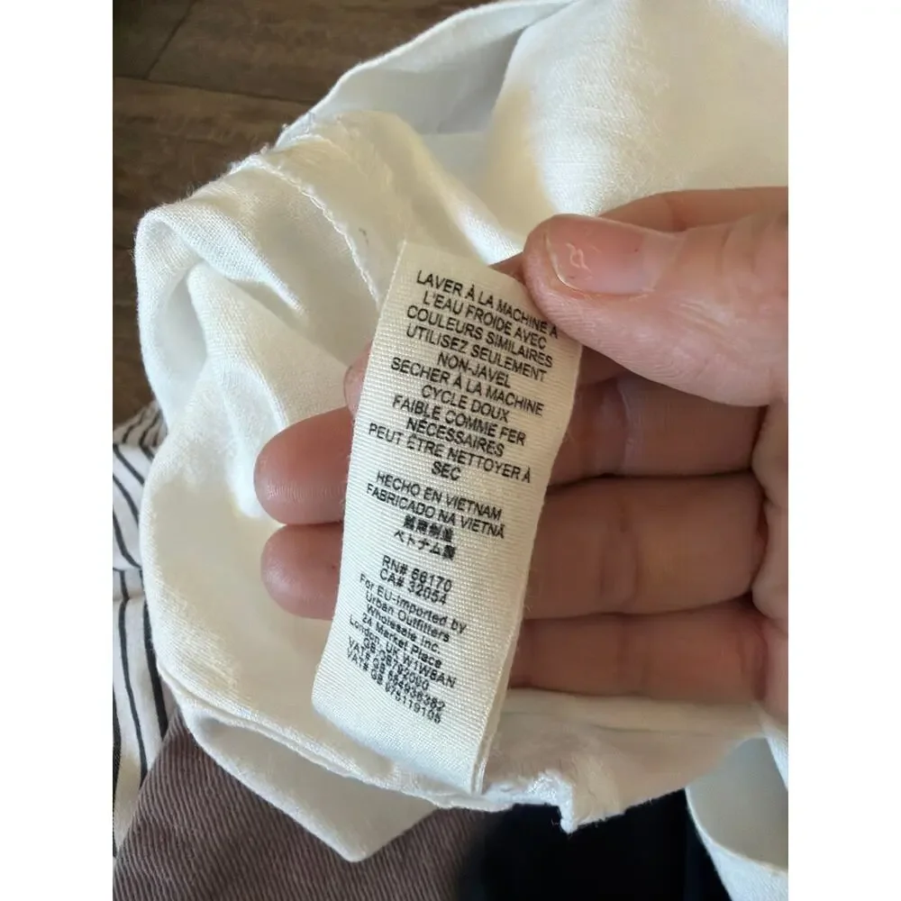 Free People Carolina Mini Dress Linen Button Front White Size 4